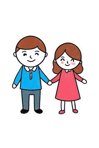 人物简笔画爸爸妈妈的温馨时光