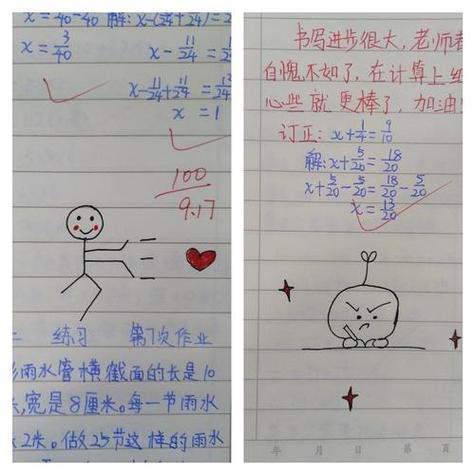 幼儿园作业批改表扬简笔画小人老师评语表情包与学生互动小学批改作业
