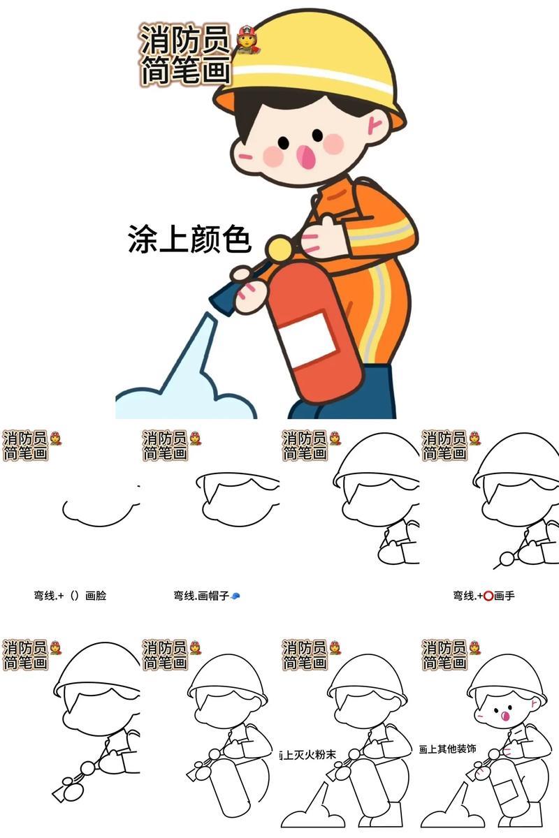 消防员简笔画教程图文伙伴计划2024简笔画抖音