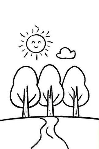 简笔画树林