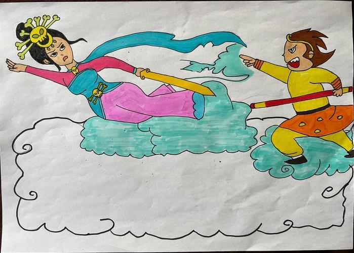 西游记孙悟空三打白骨精简笔画