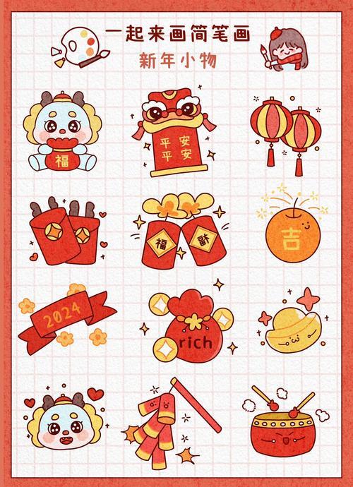 2024年龙年新年简笔画