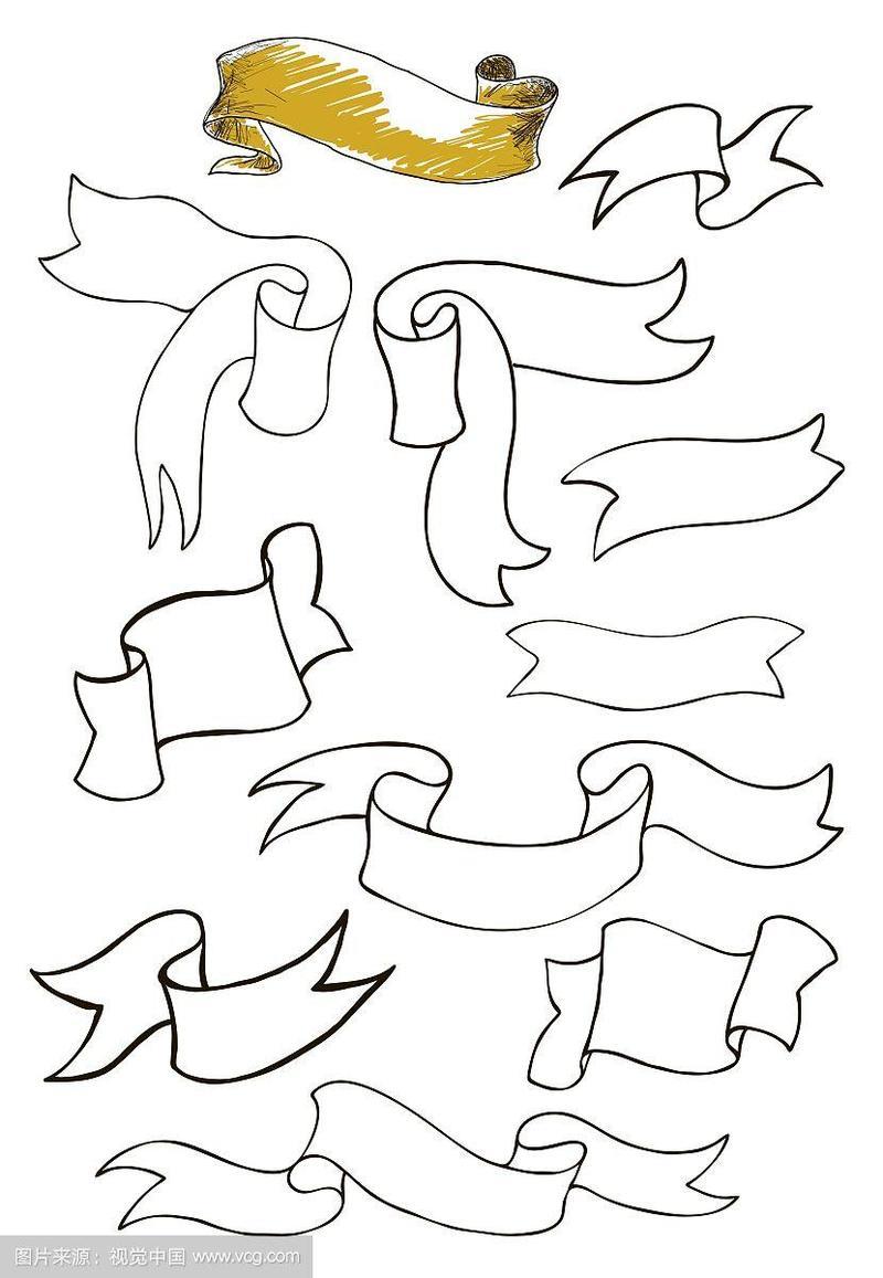 复古缎带横幅手绘集