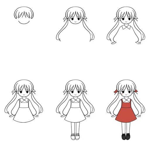 漂亮的小女孩简笔画