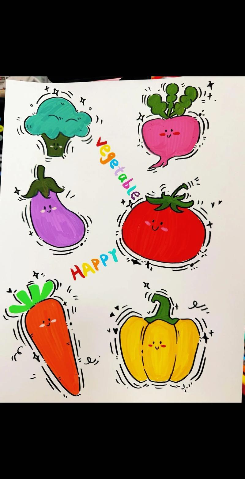 简笔画蔬菜大集合丙烯马克笔绘画简笔画儿童趣味画抖音