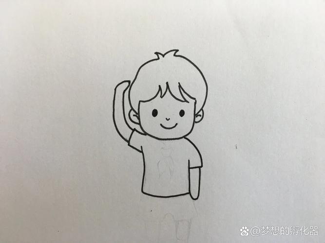 马克笔敬礼小男孩简笔画