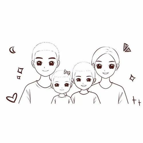 一家四口的简笔画一儿一女一家四口的简笔画一儿一女背影