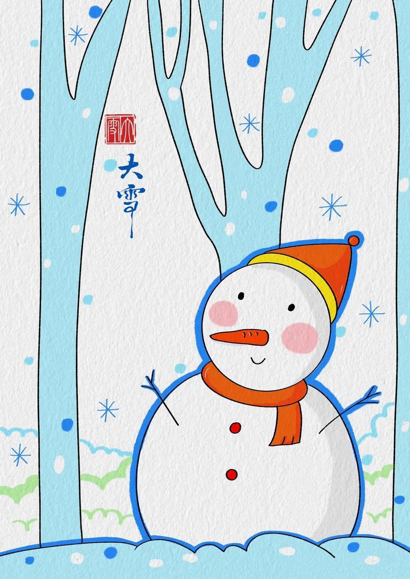 大雪节气主题简笔画大雪是二十四节气中的第21个节气意味着抖音