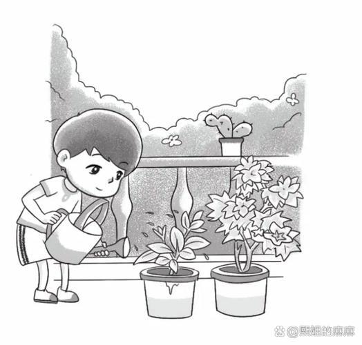 小红花小学生看图写话简单三步从20字到200字给小花浇水1
