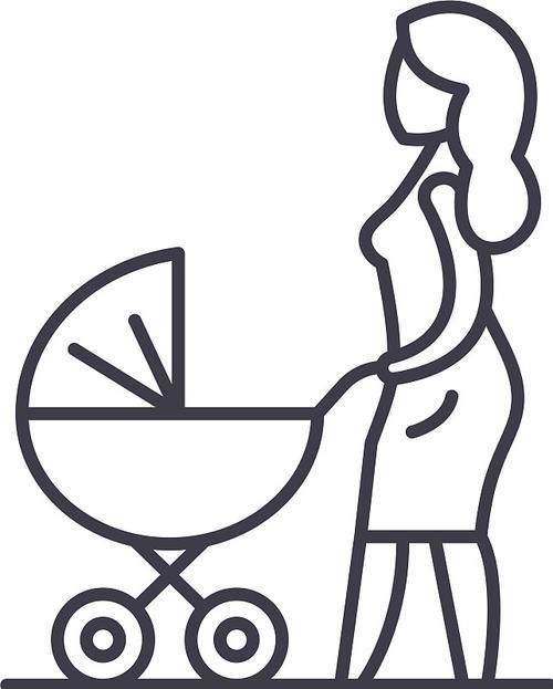 妈妈与婴儿车系列图标概念妈妈图片下载