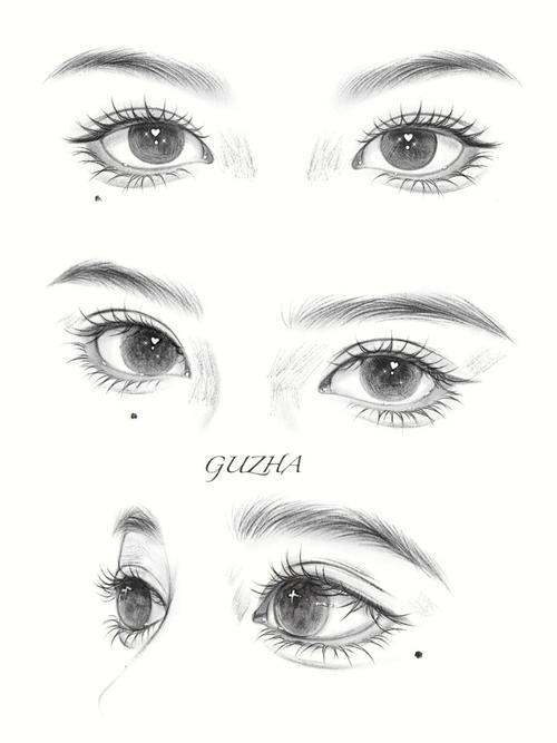 各种角度眼睛鼻子嘴巴画法五官画法练习