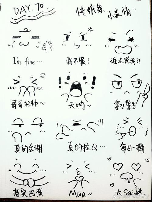 70100简笔画手账素材可爱的小表情