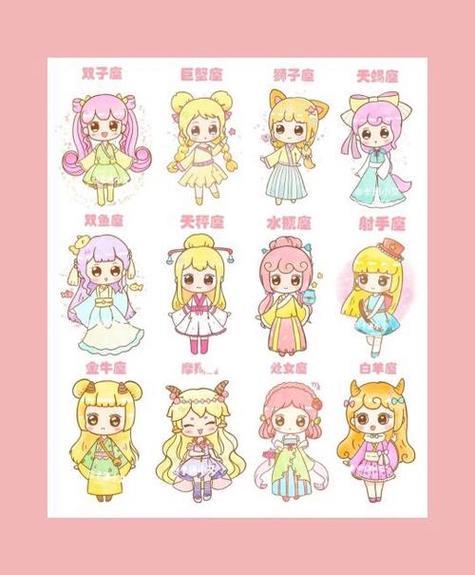 十二星座简笔画大全十二星座手绘少女