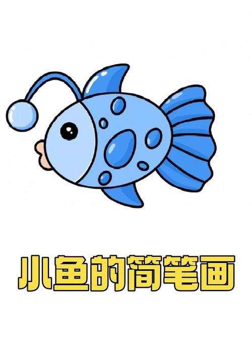 画出鱼翅和尾巴给鱼儿画出头部画几个椭圆和几海洋生物简笔画小鱼简