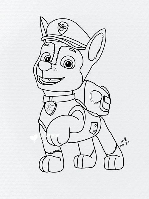 1汪汪队立大功阿奇狗狗原创手绘线稿附步骤