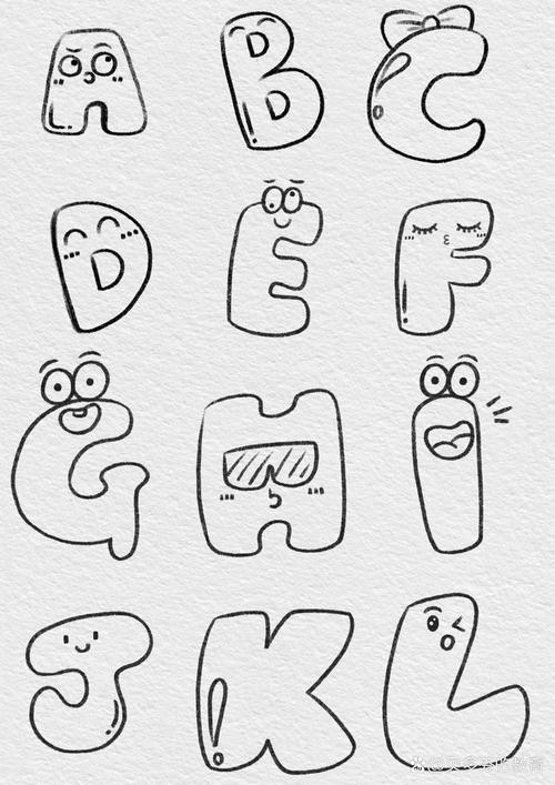 1026个字母可爱涂鸦素材