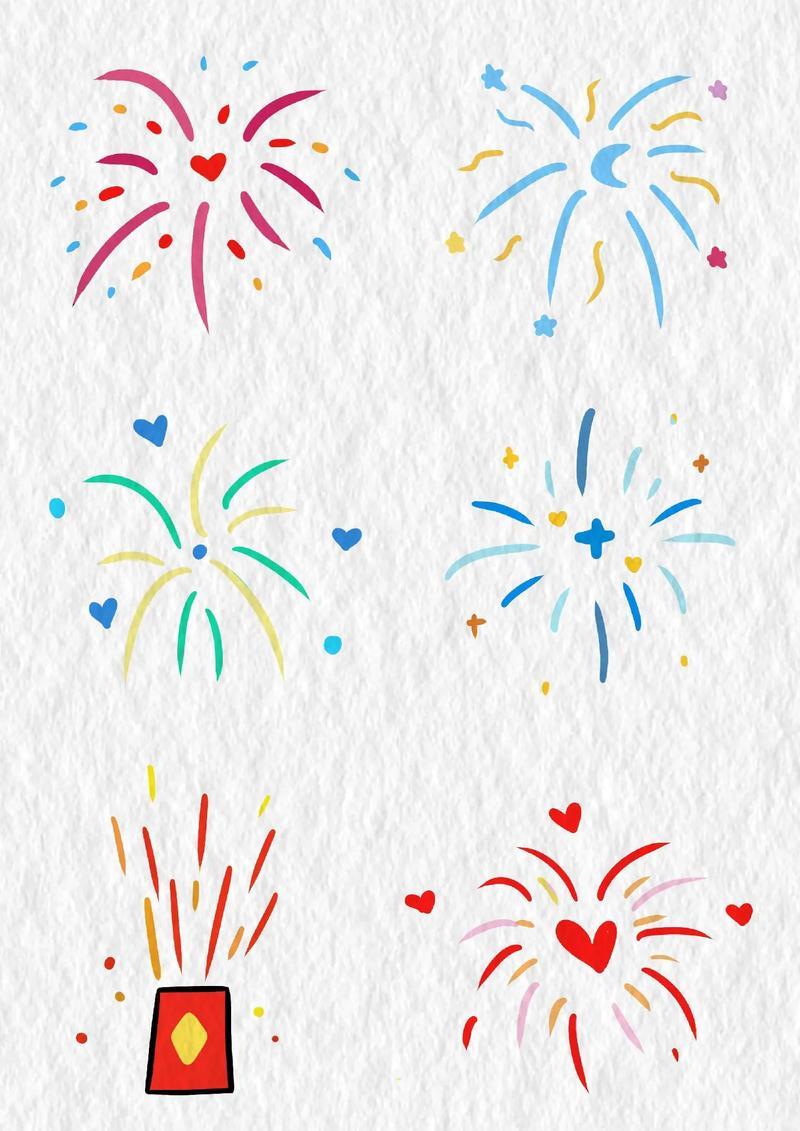 烟花简笔画2024年啦给爱的人画烟花吧跟着抖音