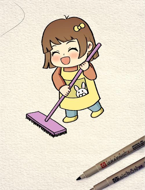 简笔画劳动女孩教程