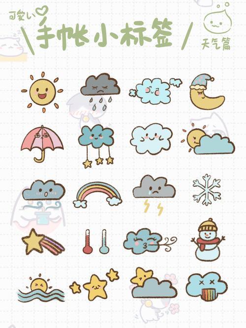 手账素材关于天气的小标签简笔画