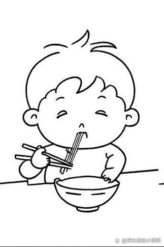 幼儿园吃饭简笔画