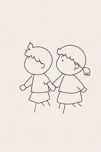 手拉手去郊游简笔画