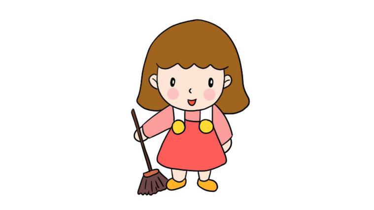 打扫的女生简笔画