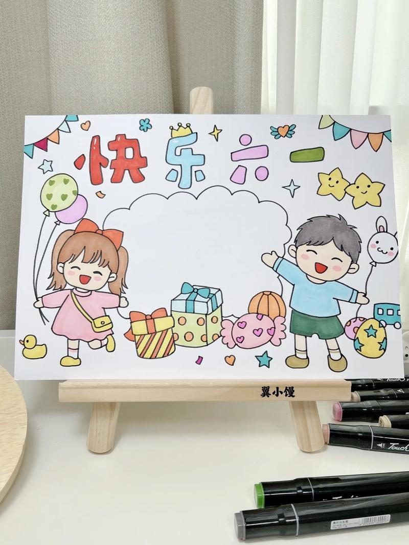 六一儿童节简笔画手抄报图文伙伴计划2024大朋友小朋友抖音