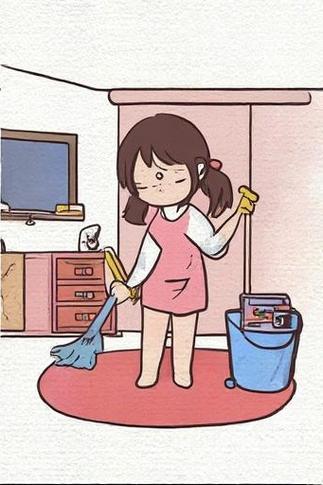 打扫房间简笔画小女孩的劳动时刻