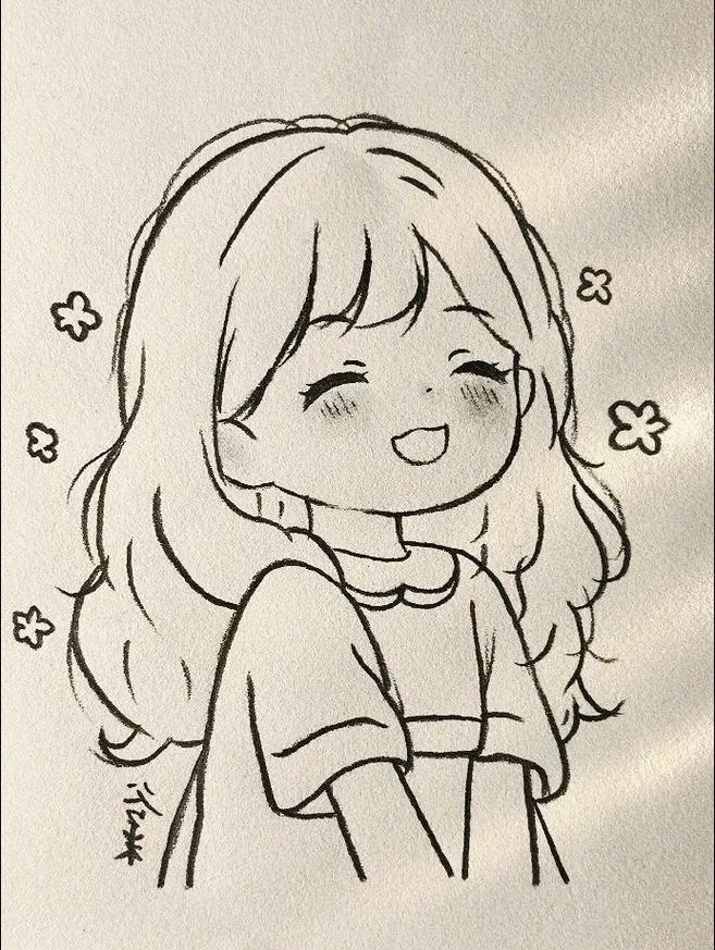 可爱的卡通女孩简笔画教程画个头像女孩简抖音