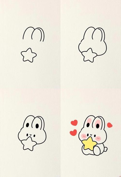 小兔子简笔画大家好我刚完成了一幅超级可爱的小兔子简笔画哦