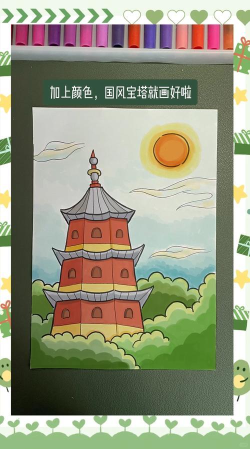 简笔画国风塔教程
