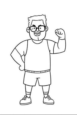 强壮体育老师简笔画人物