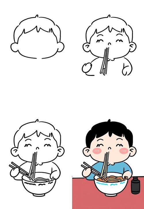 吃饭简笔画儿童画