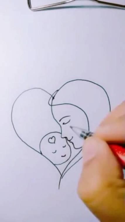 简笔画这样画妈妈抱孩子超简单你学会了吗