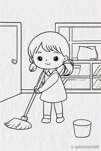 幼儿园扫地简笔画